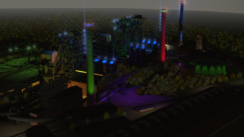 Landschaftspark Duisburg-Nord, 3D Computerrekonstruktion der Lichtinszenierung, Blick von Südwest Abb. 9: Die Emscher um 1890, Quelle: Stadtarchiv Duisburg